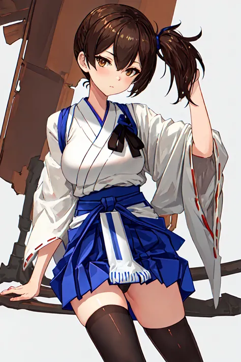 best quality, masterpiece, highres, solo, {kaga_kantaicollection:1.15}, brown_hair, side_ponytail, brown_eyes, short_hair, breas...