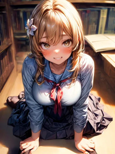 (high school uniform:1.5)、(spread your legs)、(rich color expression)、(big breasts)、8k resolution、 masterpiece、((highest quality)...