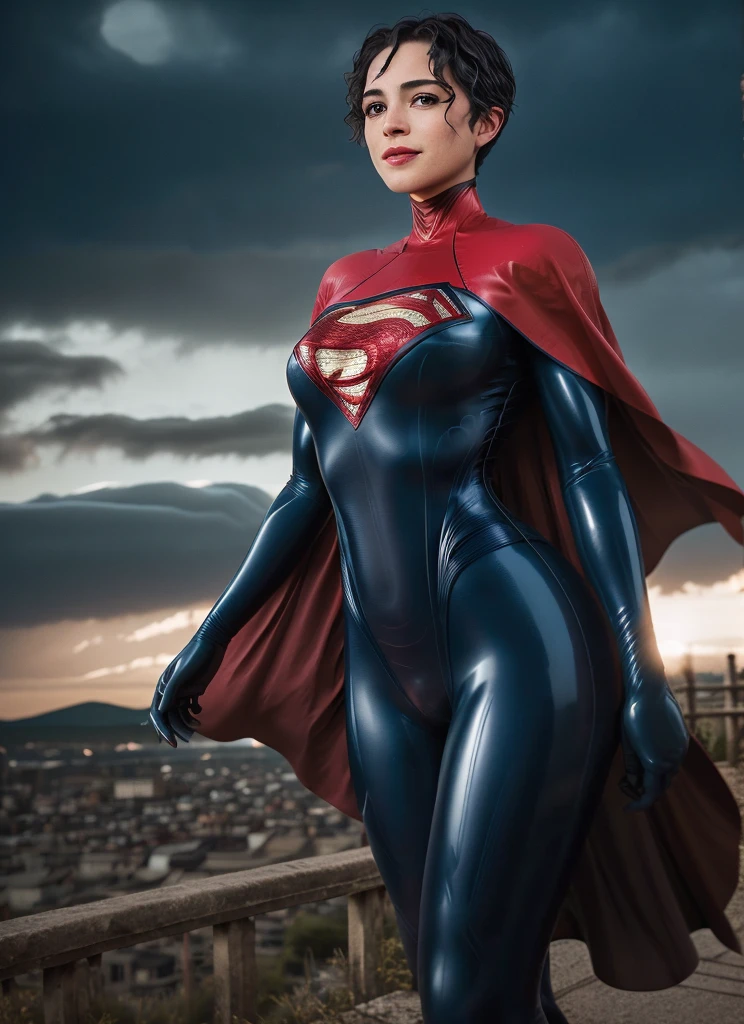 latex
catsuit
corset photo of supergirl, short hair, bodysuit, cape, smile, outdoors stormy night, background sky, analog style (look at viewer:1.2) (skin texture), Fujifilm XT3, DSLR, 50mm  