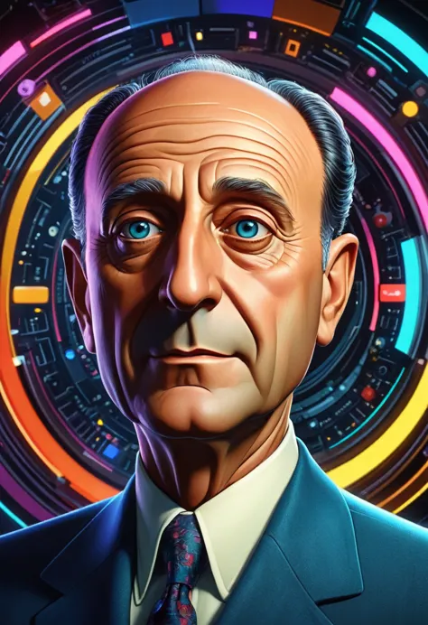 a cartoon style portrait of physicist Enrico Fermi, Fermi paradox, extremely detailed, 8k, award winning digital art, photoreali...