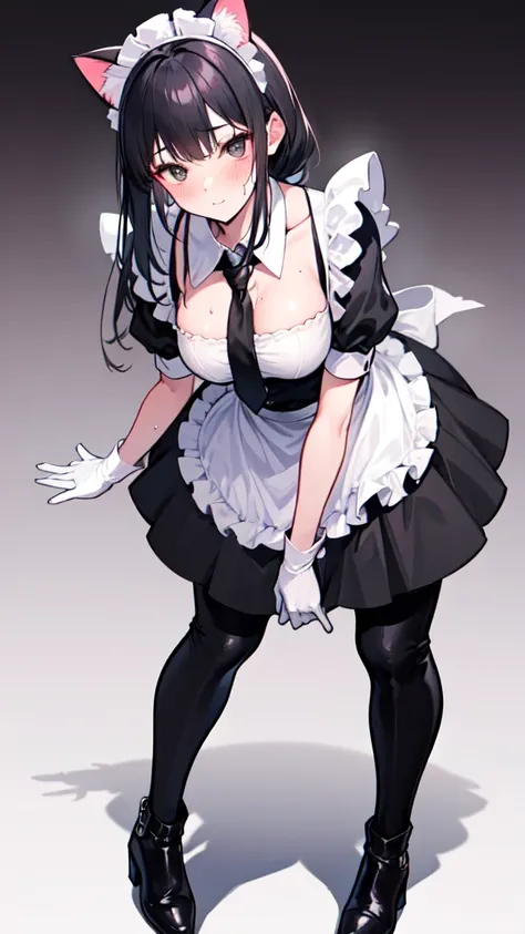 Black Haired Maid Porn - 18-year-old boyï¼Œcuteï¼ŒWear the maid outfit and a black work tie - SeaArt AI