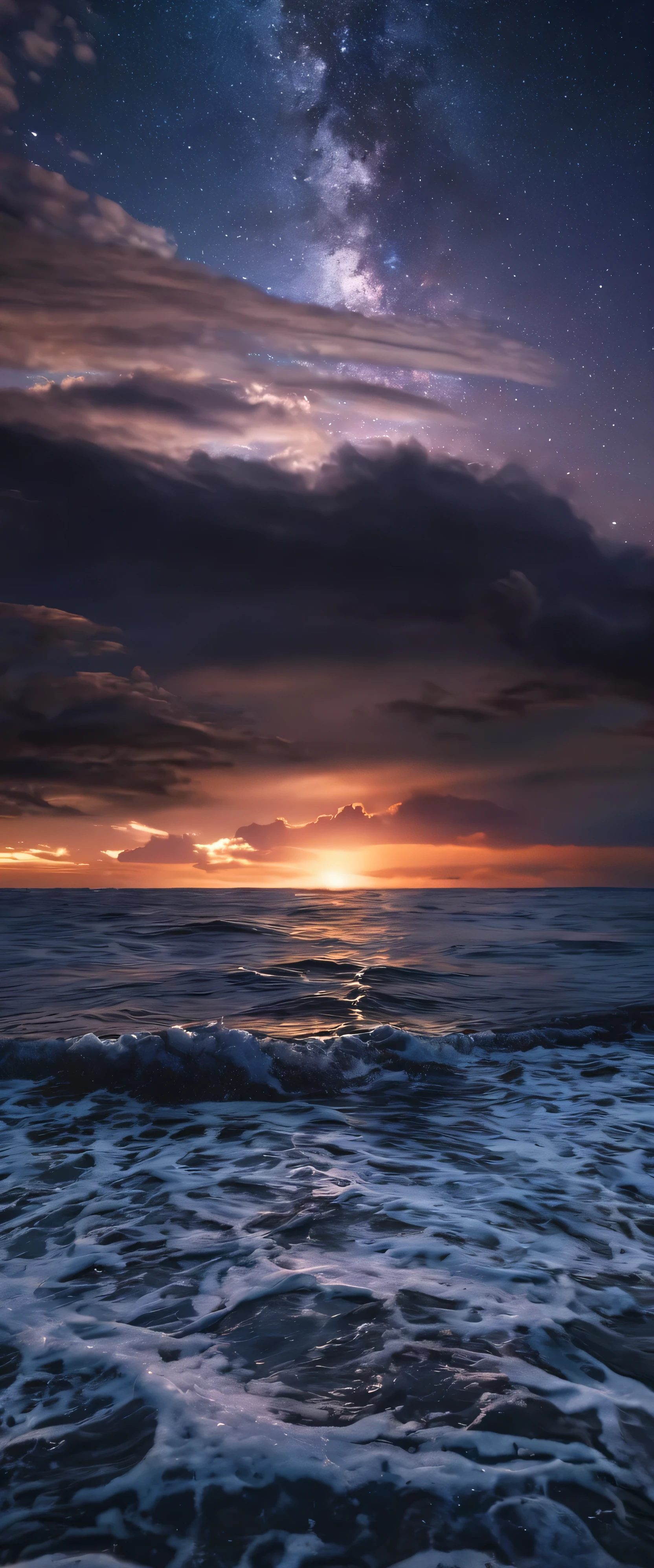 water, Ocean, Dark Sky, sunset, Milky Way