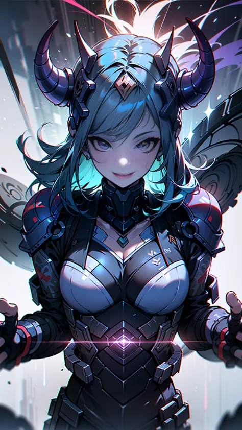 doom \(League of Legends\), 1 girl&#39;Large Breasts,Smilingly，Solitary, Weaving, Double braid, (长长的金色hair), Surprised eyes,Tatt...