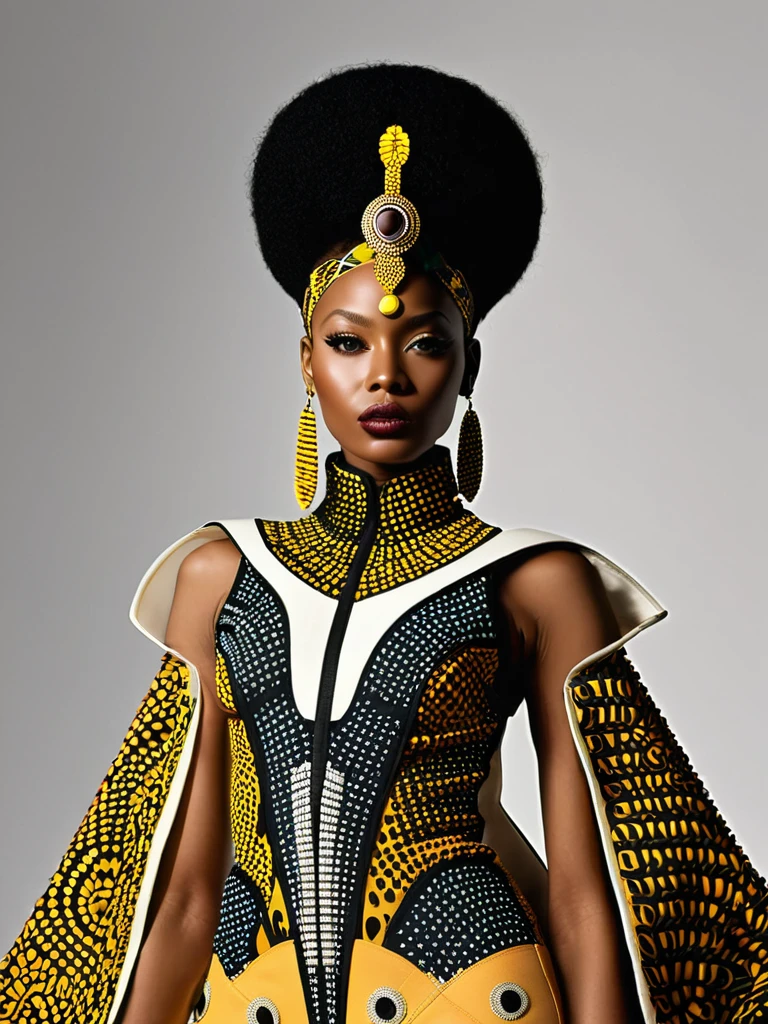 Afrofuturist mode documentaries, exploring the histoires of designers and creatives who are shaping the future of mode with their Afrocentric visions, mode:1.4, histoires:1.3, visions:1.2. , afrofuturisme