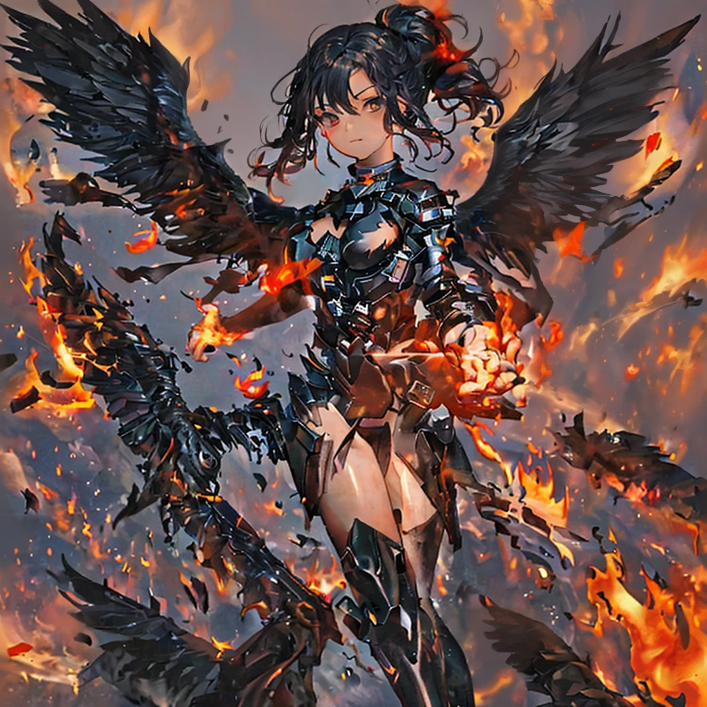 dark angel, fire, smoke