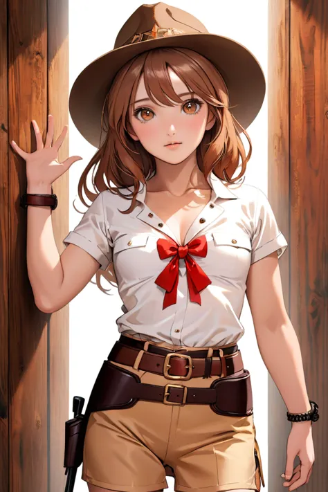 (((nsfw:1.8))),((nude:1.8))),(((1 person:2.0))),(((1.5))),(((brown gun belt with holster:1.5))),((brown cowboy hat)),((wear a me...