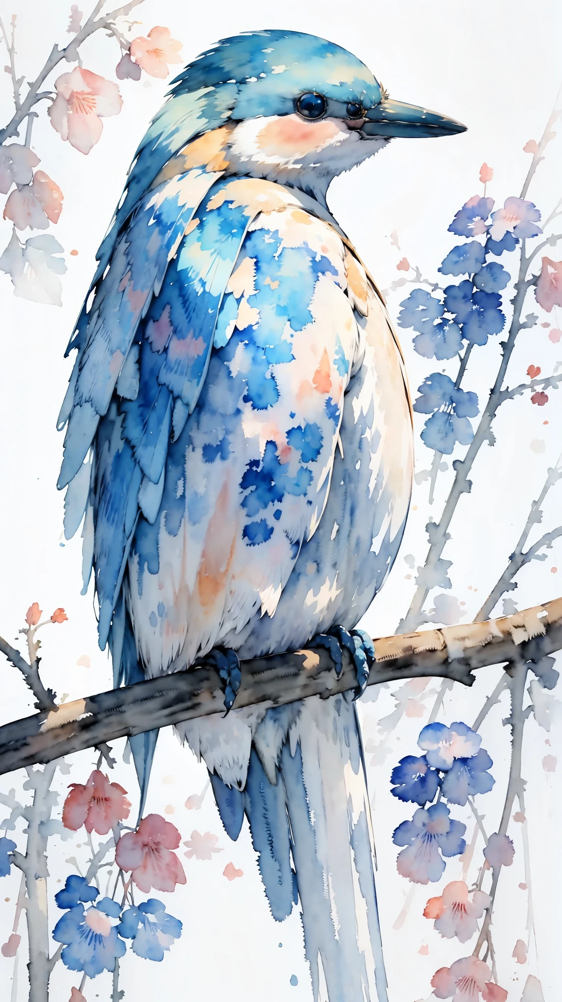 (masterpiece:1.2, Highest quality),(Very detailed),(((watercolor))),8K,wallpaper,Kingfisher