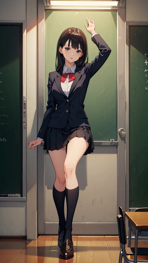 woman、teacher、classroom、blackboard、stockings、Tight Skirt、suit