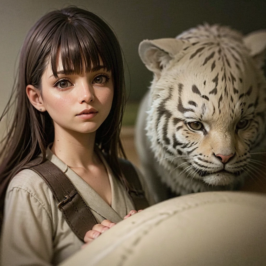 Highest quality,4K,8K,High resolution,masterpiece:1.2,Very detailed,Realistic:1.37,Portraiture,Pencil sketch,Black and White,Soft lighting,White Tiger Girls,Small Garden,Serene landscape,Beautiful details,Beautiful lip detail,Long eyelashes,2 girls,Happy and playful expression,Garden flowers,Fine fur detailing,Subtle shadows and contours,Mysterious and magical atmosphere