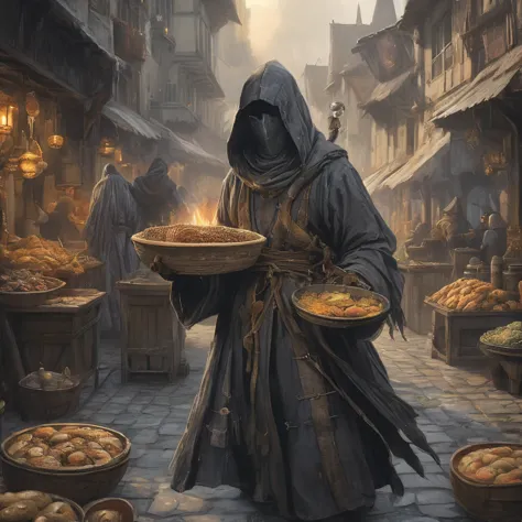 As dawn breaks over the ancient city of Thornvale, the bustling medieval market stirs to life amidst the lingering mist that cli...