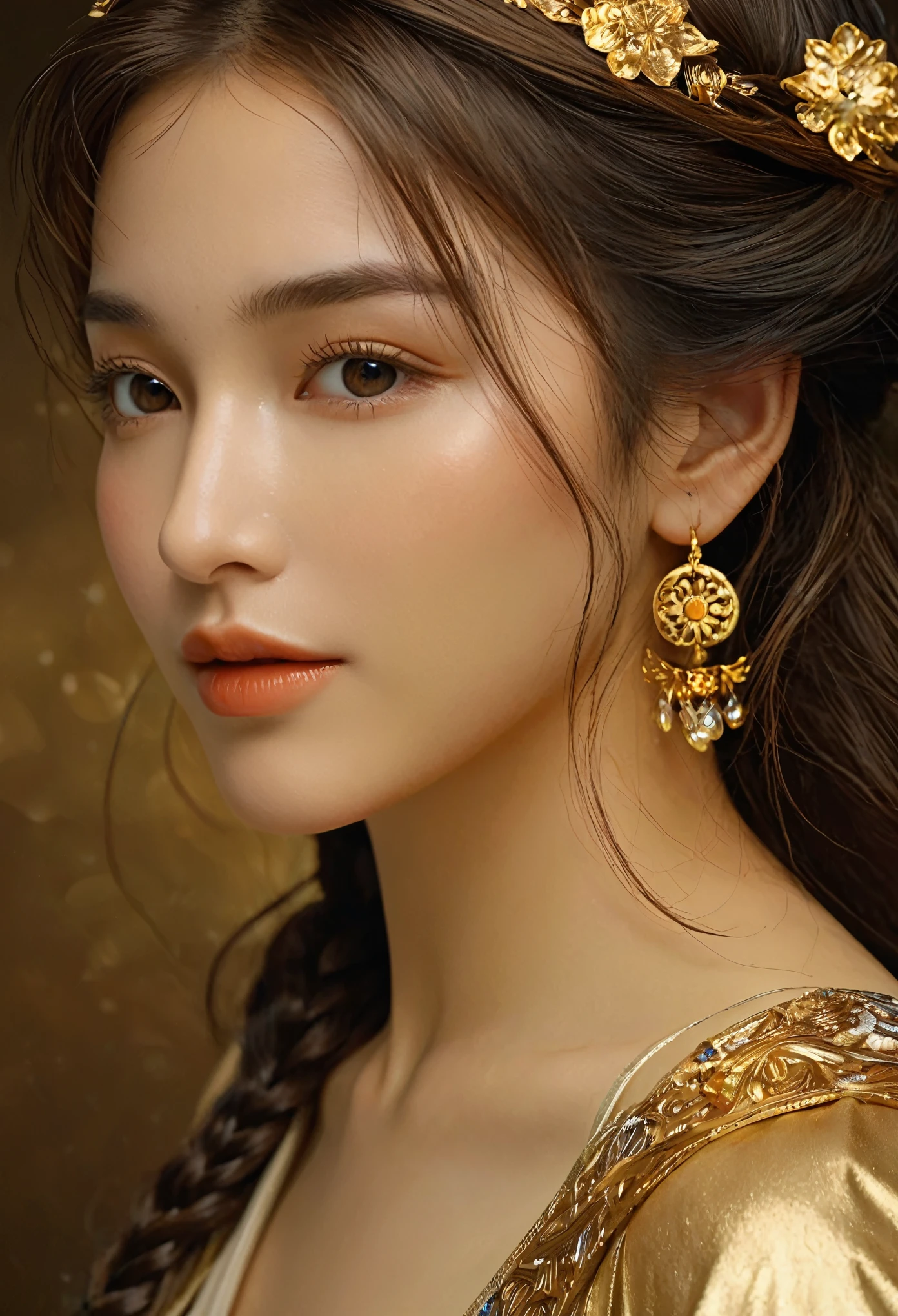 (best quality,4k,8k,highres,masterpiece:1.2), ultra-detailed, (realistic,photorealistic,photo-realistic:1.37),Close-up portrait of the most beautiful angel in the universe, D & D, face, Fantasy, complicated, elegant, Very detailed, Digital Painting, Art Station, Concept Art, Smooth, Sharp focus, figure, ArtJam, Greg Rutkowski, Art by Alphonse Mucha, sexy, golden eyes, (winking at viewers:1.5)