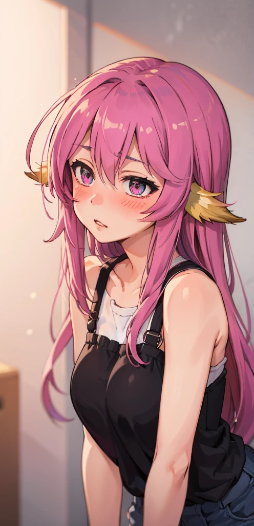 Jibril, (standing straight), blushed, perfect anatomy, detailed eyes, detailed lips, extremely detailed eyes and face, vivid colors, sharp focus, masterpiece:1.2, ultra-detailed, blushed, ((doggystyle)), (solo), sleeveless, fashion.