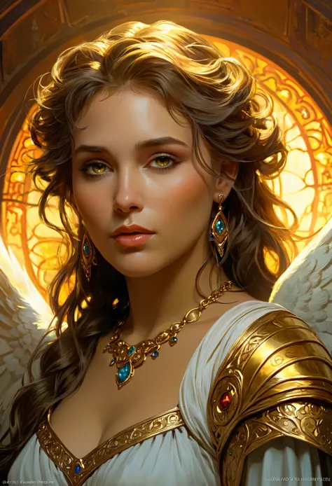 a beautiful angel, closeup portrait, intricate, elegant, extremely detailed, digital painting, art station, concept art, smooth,...