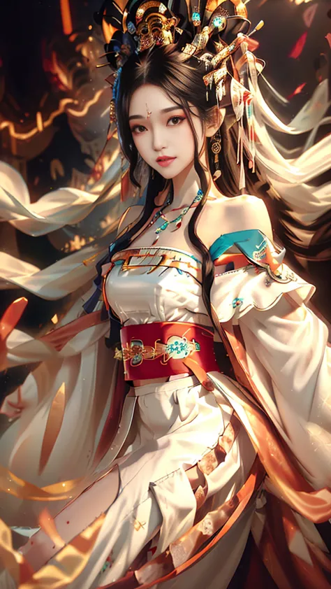（Girl in traditional Chinese costume）, （The peerless beauty Yang Guifei）,Hanfu ,Long black hair, Iris, black bun hairstyle, hair...