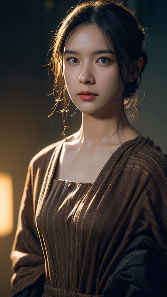 1girl, woman, masterpiece, best quality, highest quality, cinematic lighting, (volumetric lighting), extremely detailed CG unity 8k wallpaper, focused, 8k wallpaper, extremely detailed, ultra realistic, photorealistic, sharp focus, absurdres, (HDR:1.2), (high contrast), photograph, detailed and intricate, instagram, portrait, highly detailed, digital painting, artstation, concept art, smooth, sharp focus, illustration, cinematic lighting, natural big breast, (half body)