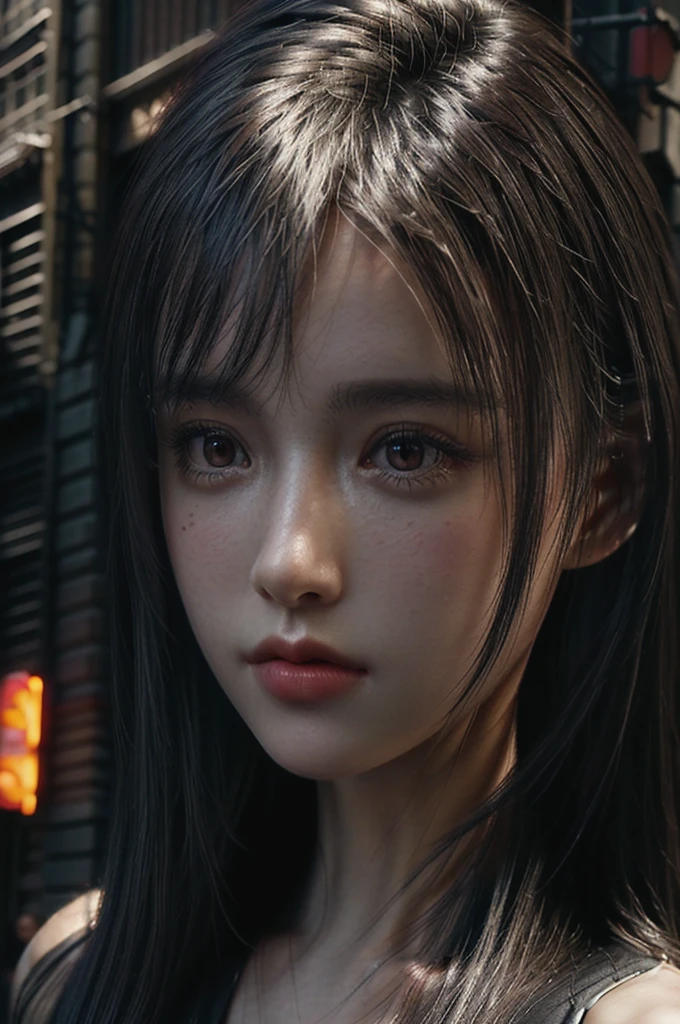 1girl, (looking at viewer:1.2), detail face,  (a girl standing, rending on cgsociety, black shadows, streaming, new york backdrop), romanticism, atmospheric, (RAW photo, best quality), (realistic, photo-realistic:1.3), masterpiece, an extremely delicate and beautiful, extremely detailed,