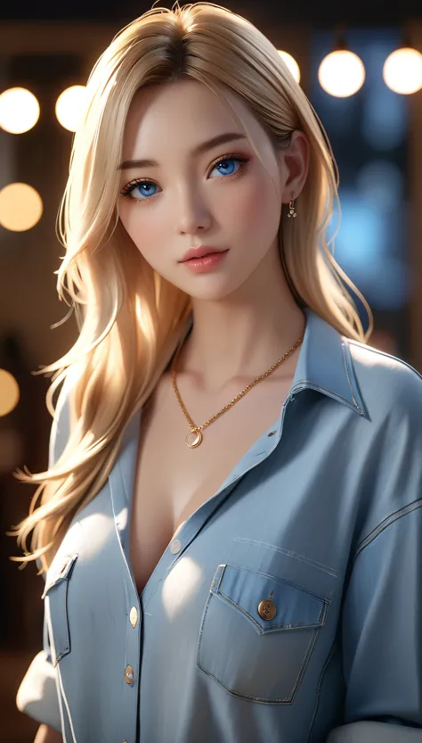 best quality, masterpiece, High resolution, portrait, actual, blue eyes, blond, Large Breasts, 8K resolution, high qualityCG, Be...