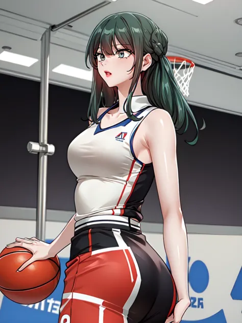 woman wearing basketball suit