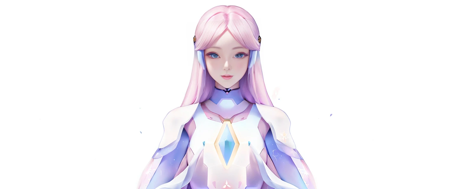 Anime girl with long pink hair and blue eyes，Sitting in lotus posture, portrait Zodiac Knight Girl, Beautiful women, Portrait of a female humanoid, Portrait anime space cadet girl, Beautiful robot woman, Simple futuristic robot queen, Female robot portrait, Digital fantasy character, glowwave girl portrait, Beautiful women!, Female portrait, Zodiac Knight Girl