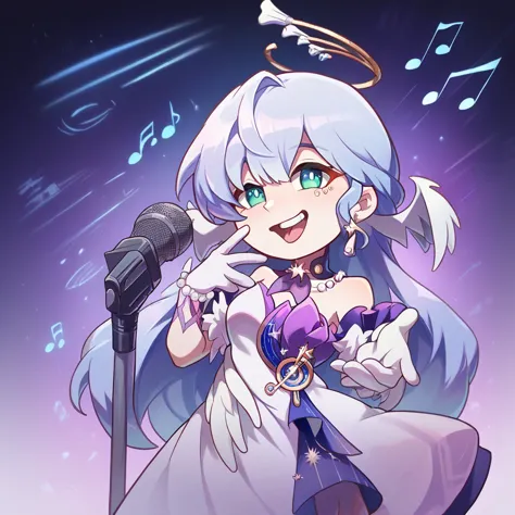 score_9, score_8_up, score_7_up source_cartoon, 1 girl, young girl, halo, head wings, musical notes, microphone, dreamland, cart...