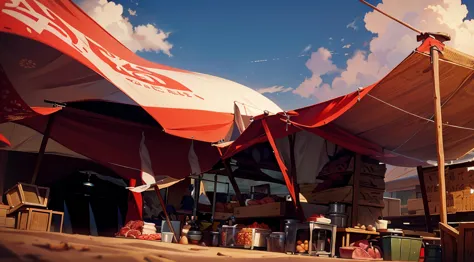 traditional market, (butchery, (they sell meats on the table and display case, skull)), (market stalls, market tents, canopies, ...