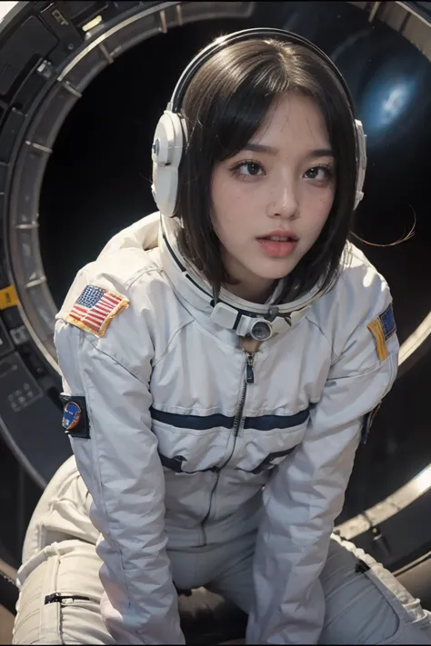 Working in space、１０Teenage Girls、Woman in costume with space suit helmet, Highly detailed digital art in 4K, Amazing digital art...