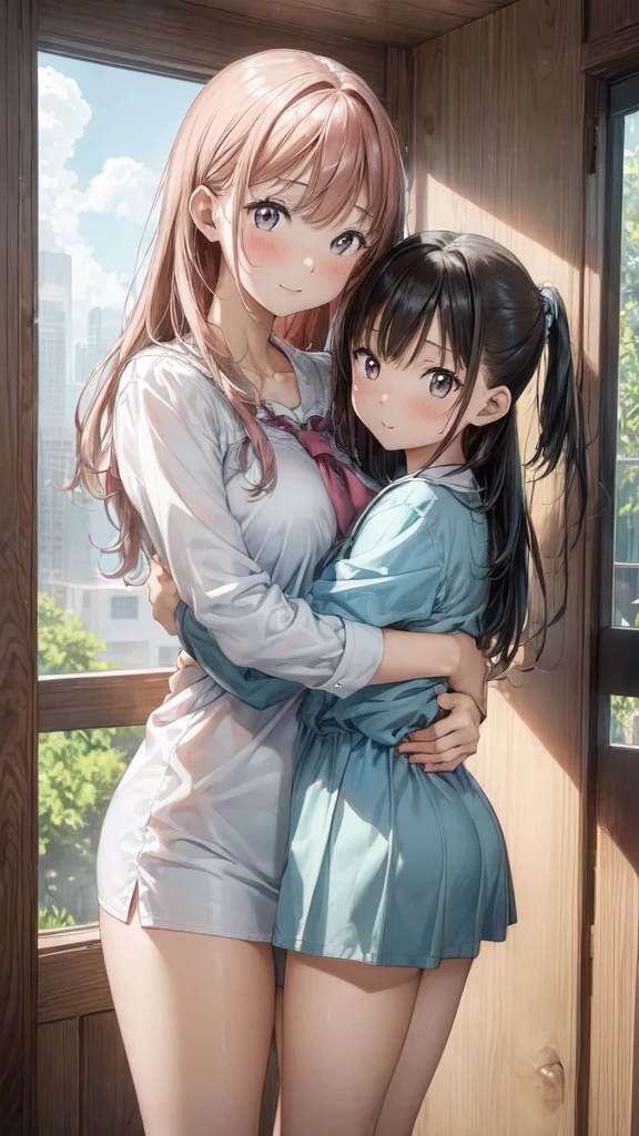 (Ultra-high resolution of the highest quality, masutepiece, Best Quality, 8K, Super Detail, Best Quality:1.3), (Anatomically correct:1.2), 1 Little Baby girl, pre-schooler girl with his mother, hug