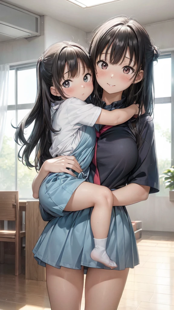 (Ultra-high resolution of the highest quality, masutepiece, Best Quality, 8K, Super Detail, Best Quality:1.3), (Anatomically correct:1.2), 1 Little Baby girl, pre-schooler girl with his mother, hug