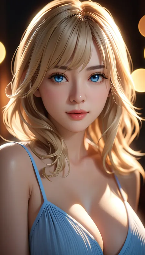 best quality, masterpiece, High resolution, portrait, actual, blue eyes, blond, Large Breasts, 8K resolution, high qualityCG, Be...