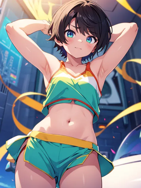 fine、tomboy、navel exposure、armpit