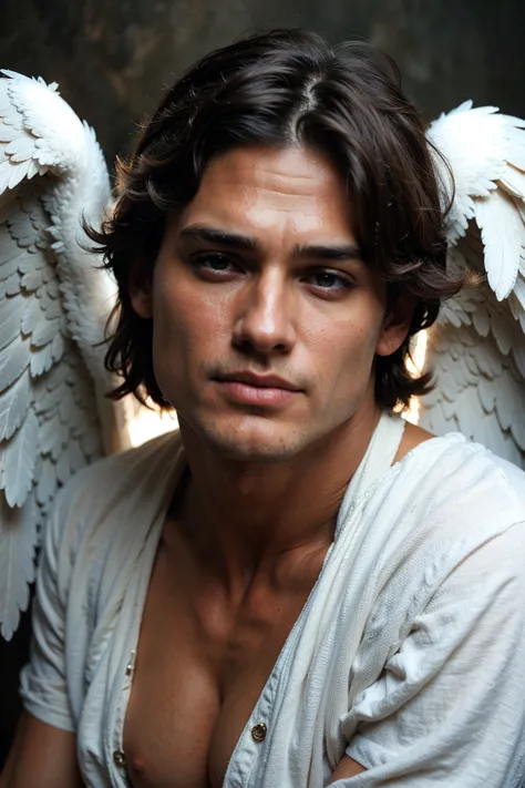 realistic photography, handsome angel