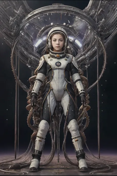 Working in space、１０Teenage Girls、Woman in costume with space suit helmet, Highly detailed digital art in 4K, Amazing digital art...