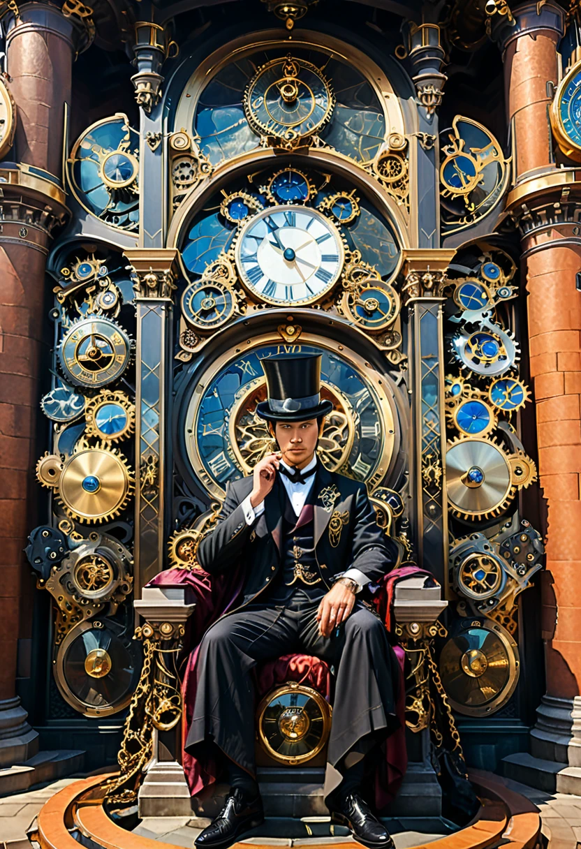 (Throne of Power), Science fiction style, with a programmer wearing VR glasses sitting on a throne made up of circuit boards and fiber optic cables. He lightly taps the keyboard with his fingers, controlling the operation of the entire online world. The background is a virtual space composed of data streams and algorithms, (Photography), award-winning, cinematic still, emotional, vignette, dynamic, vivid, (masterpiece, best quality, Professional, perfect composition, very aesthetic, absurdres, ultra-detailed, intricate details:1.3)