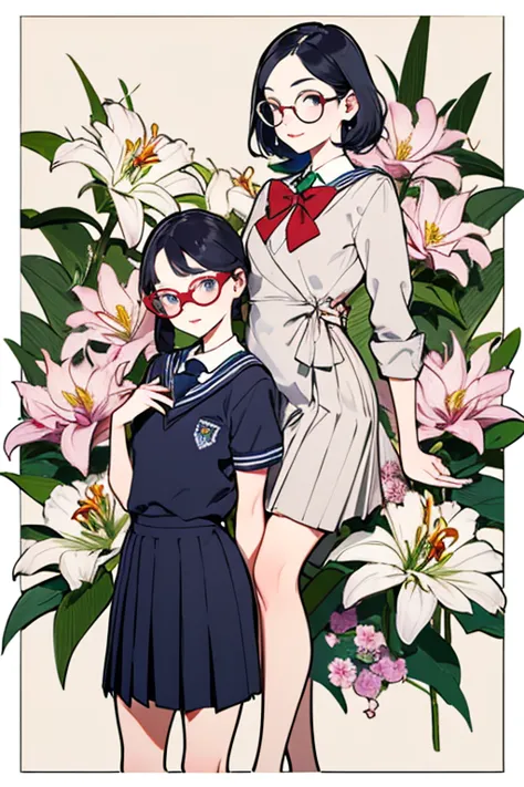 Poster,(a lot:1.3)，(a lot:1.2),((Art Deco,Botanical Art,Flower Art)),(Floral:1.3),Lily flower, (masterpiece, Highest quality),(V...