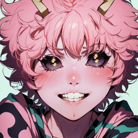 (best quality:1.3), (4k quality), 1 mature woman, mina ashido by boku no hero, , ((detailed face)), (blush), whole body, large s...