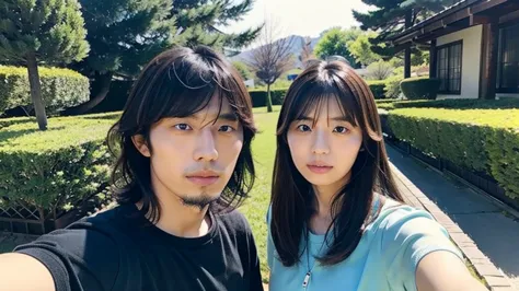 Kikuchi Hina takes a selfie with a man with long bangs and wolf hair., Liminal Space,