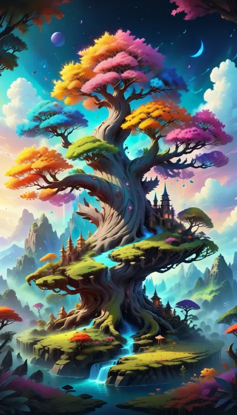 3d rendering of a wonderfully beautiful fantasy world with grasil trees, pandora nature style, avatar, rich nature, highly detai...