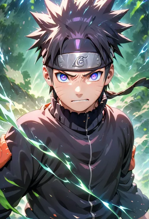 Symetrical,absurdres, highres, ultra detailed, HDR, masterpiece, extremely detailed face and electric in eyes, Naruto ,,,  , sol...