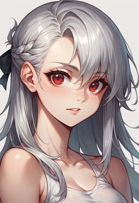 1girl,Silver Hair,Red eyes,Horse&#39;s ears,Horse tail,Curly medium short hair,Square glasses,Wearing a large white coat,hoodie,...