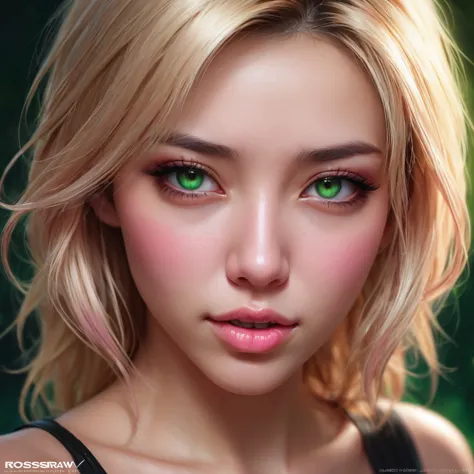 oral rape of the woman blonde hair green eyes and pink batm and a black top, realistic art style, rossdraws portrait, artgerm po...