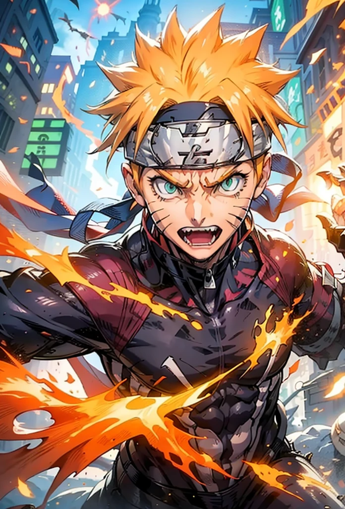 Naruto com rosto e corpo venenoso