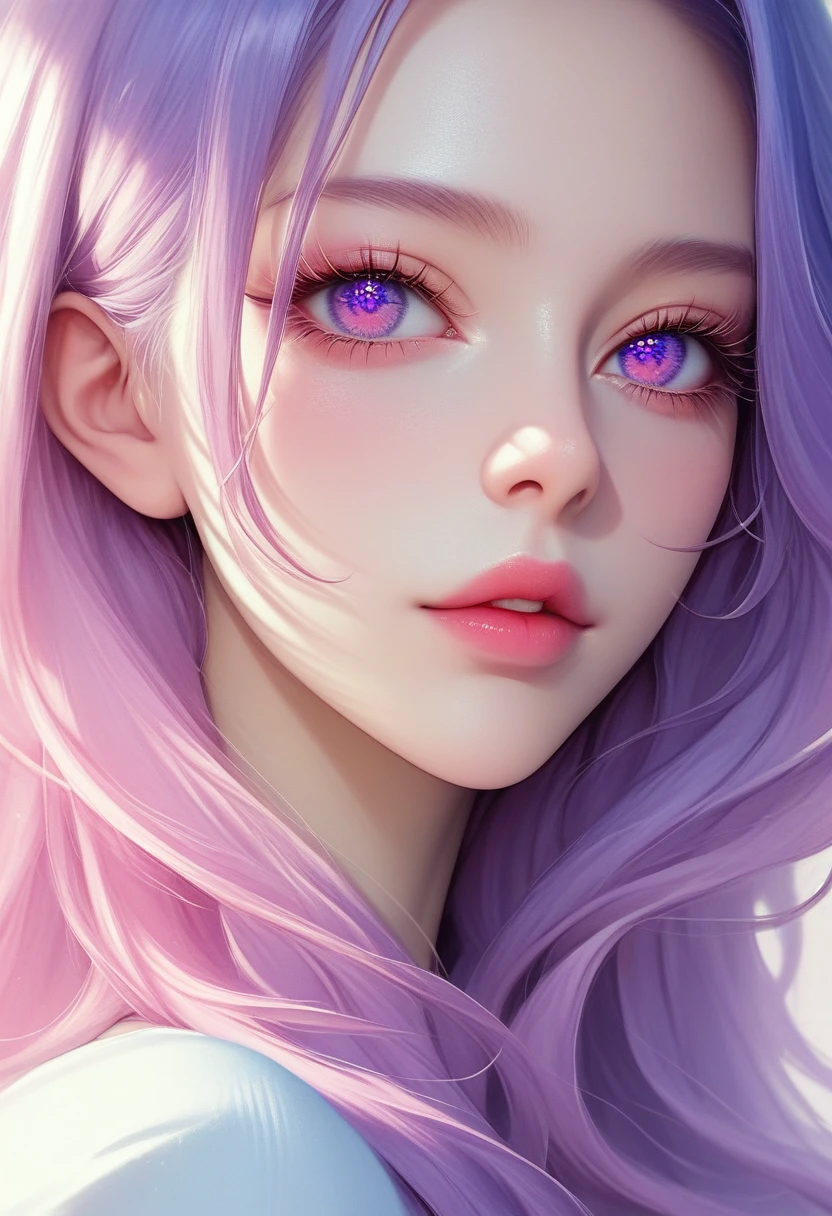 a animado girl with long hair and purple eyes, foto coloreada por Rei Kamoi, tendencia en pixiv, remodernism, arte oficial, ultra detallado, animado, hermosos ojos detallados, hermosos labios detallados, cara extremadamente detallada, Pestañas largas, Retrato, pintura digital, Colores vibrantes, iluminación cálida, composición cinematográfica, Fotorrealista, alta calidad, obra maestra, hiper detallado, 8K, mejor calidad