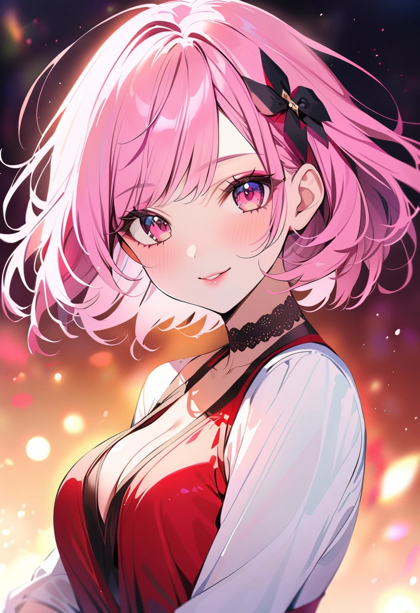 ,(Highest quality,Super detailed,High resolution:1.2),momo velia deviluke、Pink Hair、Short Hair、Beautiful girl with a perfect face,very_Long eyelashes, Detailed lips, A radiant smile, Soft Skin, Shiny Hair,Vibrant Background, Natural light,The cutest girl in the world,Exquisite makeup,Pouting、Large Breasts、Devil&#39;s Tail、Swimwear、bikini、Swimming in the sea、beautiful sea、cumulonimbus、whole body、Dynamic Pose