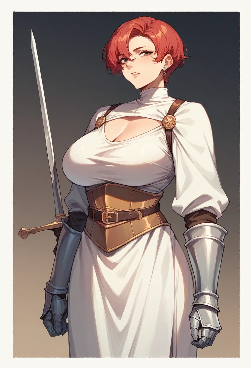 Milf,knight,very short hair , high_culona, red hair - SeaArt AI