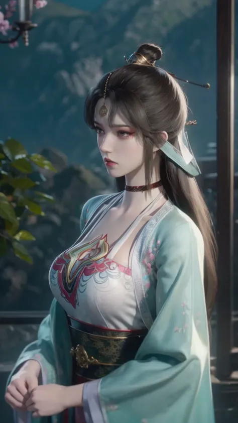 (extremely detailed cg unity 8k wallpaper), the most beautiful works of art in the world, 1 girl, upper body,hanfu，sexy，