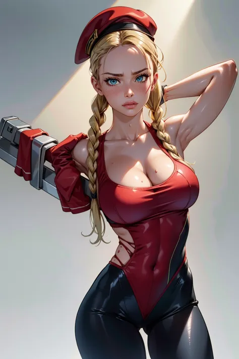 Hyper realistic super detailed sexy Cammy White , Very detailed, expressions faciales sexy, seductive facial expressions, [:(Fac...