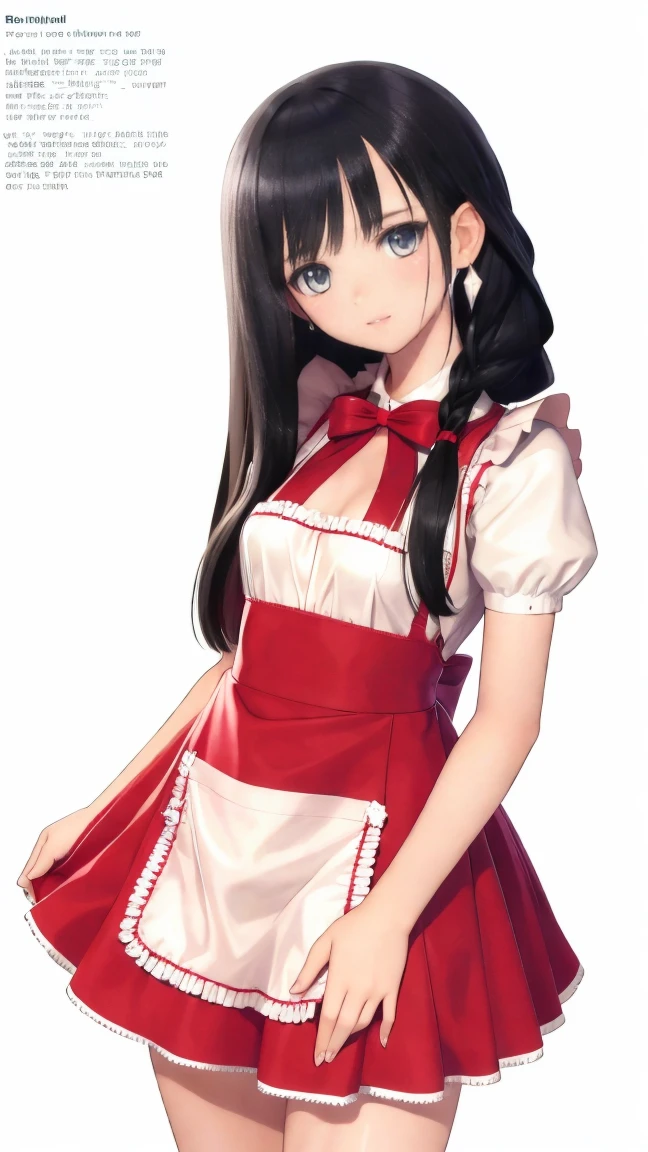 4K,Highest quality, Amazing details,masterpiece,anime, Ultra-high resolution,If you look closely at the eyes, Best illustrations, Very condensed one girl, （Very delicate and cute face）,Small breasts,Black Hair，（Tuck one side of your hair behind your ear）（（Braiding））,（Simple dress）,（Apron for store clerk）,,,My age is 17,,（Floristの店員）,Colorful flowers,Florist,Smiling
