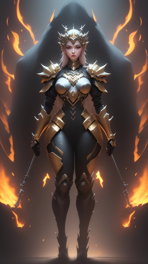 A woman adorned in fantasy-style full-body armor, a crown-concept fully enclosed helmet that unveils only her eyes, a composite layered chest plate, fully encompassing shoulder and hand guards, a lightweight waist armor, form-fitting shin guards, the overall design is heavy-duty yet flexible, (the armor gleams with a golden glow, complemented by red and blue accents), exhibiting a noble aura, she floats above a fantasy-surreal high-tech city, this character embodies a finely crafted fantasy-surreal style armored hero in anime style, exquisite and mature manga art style, (mixture of Queen bee and Spider concept Armor, plasma), ((Element, elegant, goddess, femminine:1.5)), metallic, high definition, best quality, highres, ultra-detailed, ultra-fine painting, extremely delicate, professional, anatomically correct, symmetrical face, extremely detailed eyes and face, high quality eyes, creativity, RAW photo, UHD, 32k, Natural light, cinematic lighting, masterpiece-anatomy-perfect, masterpiece:1.5