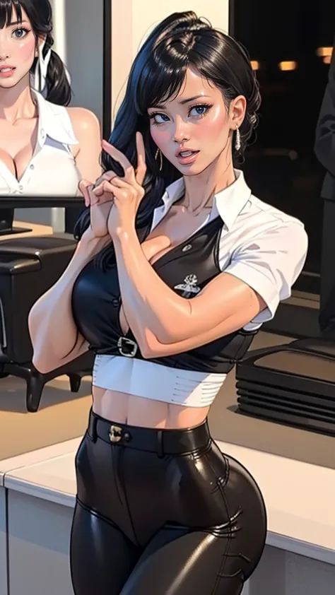 random office lady fashion,(Thin type),(large breasts),(random pose),(random hairstyle),(Cinematic scene,Highest image quality,(...