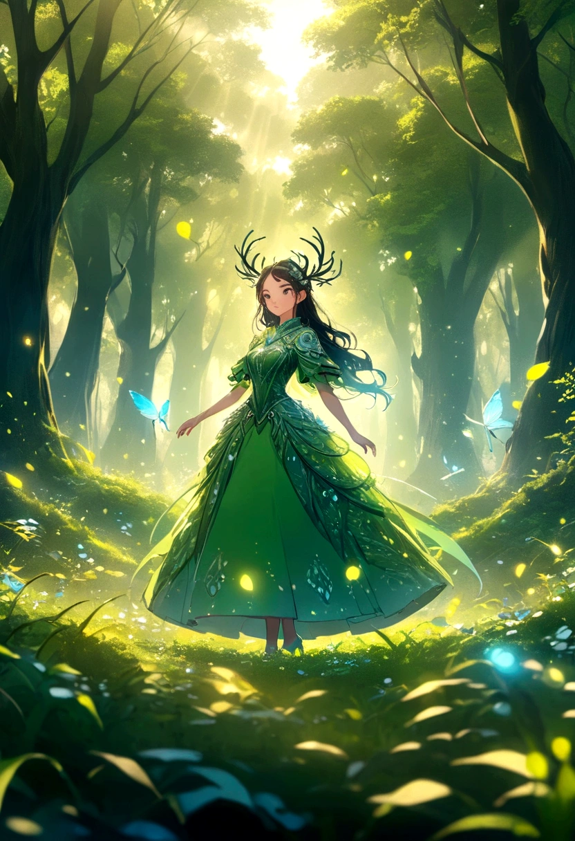 best quality, very good, 1.60,000, ridiculous, Extremely detailed, queen of the forest，Background grassland ((A masterpiece full of fantasy elements))), ((best quality)), ((Intricate details)) (8K)